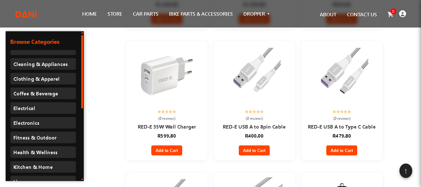 DaniGroup e-commerce interface