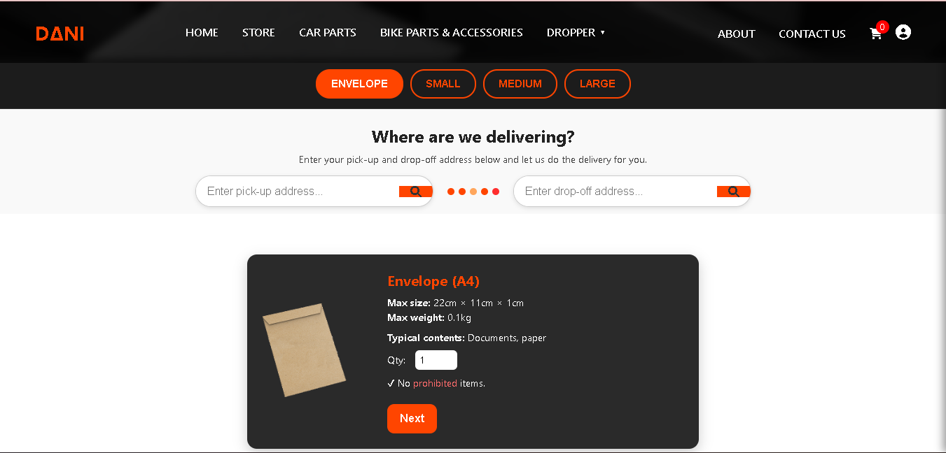 Dropper System parcel delivery workflow