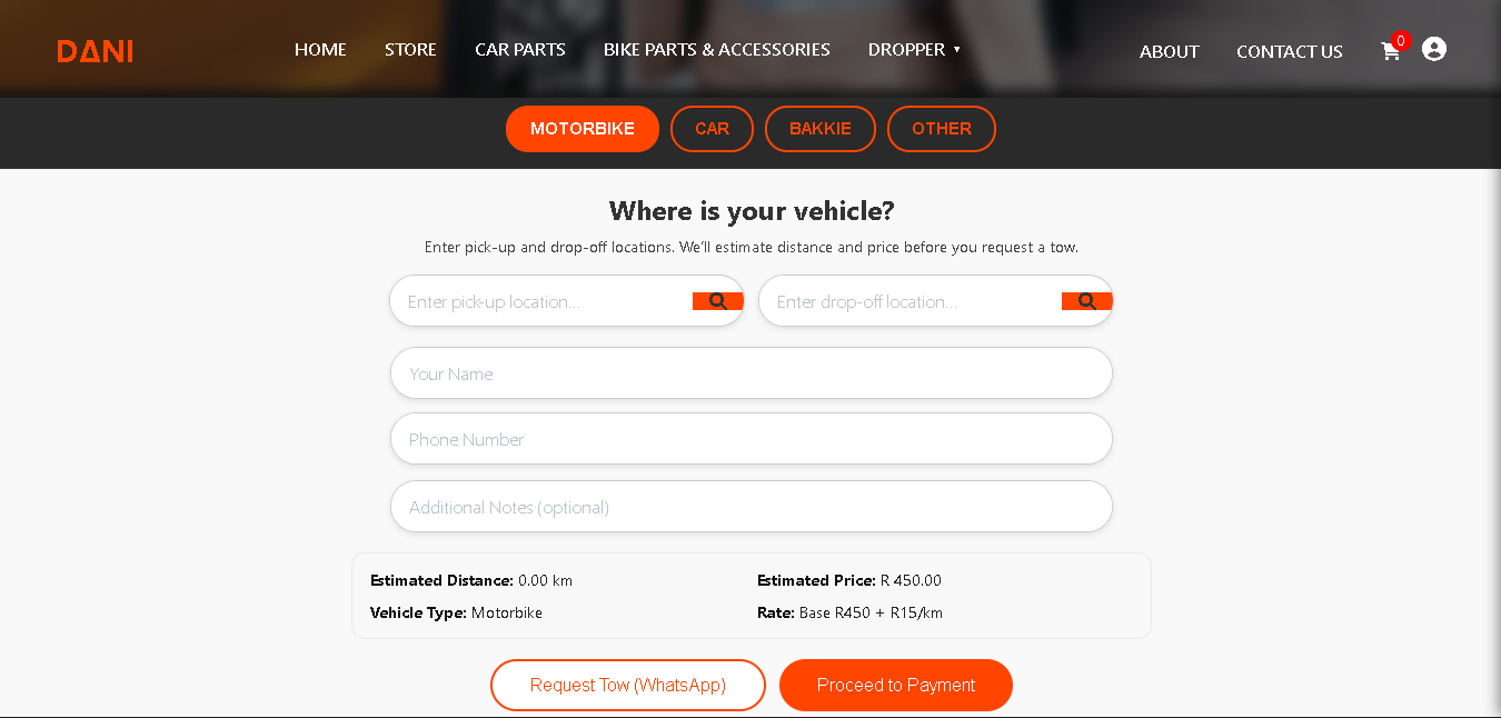 Dropper System towing service workflow