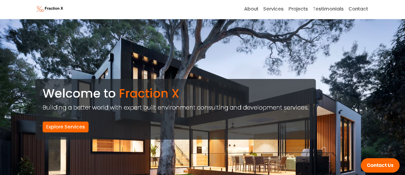 FractionX homepage hero