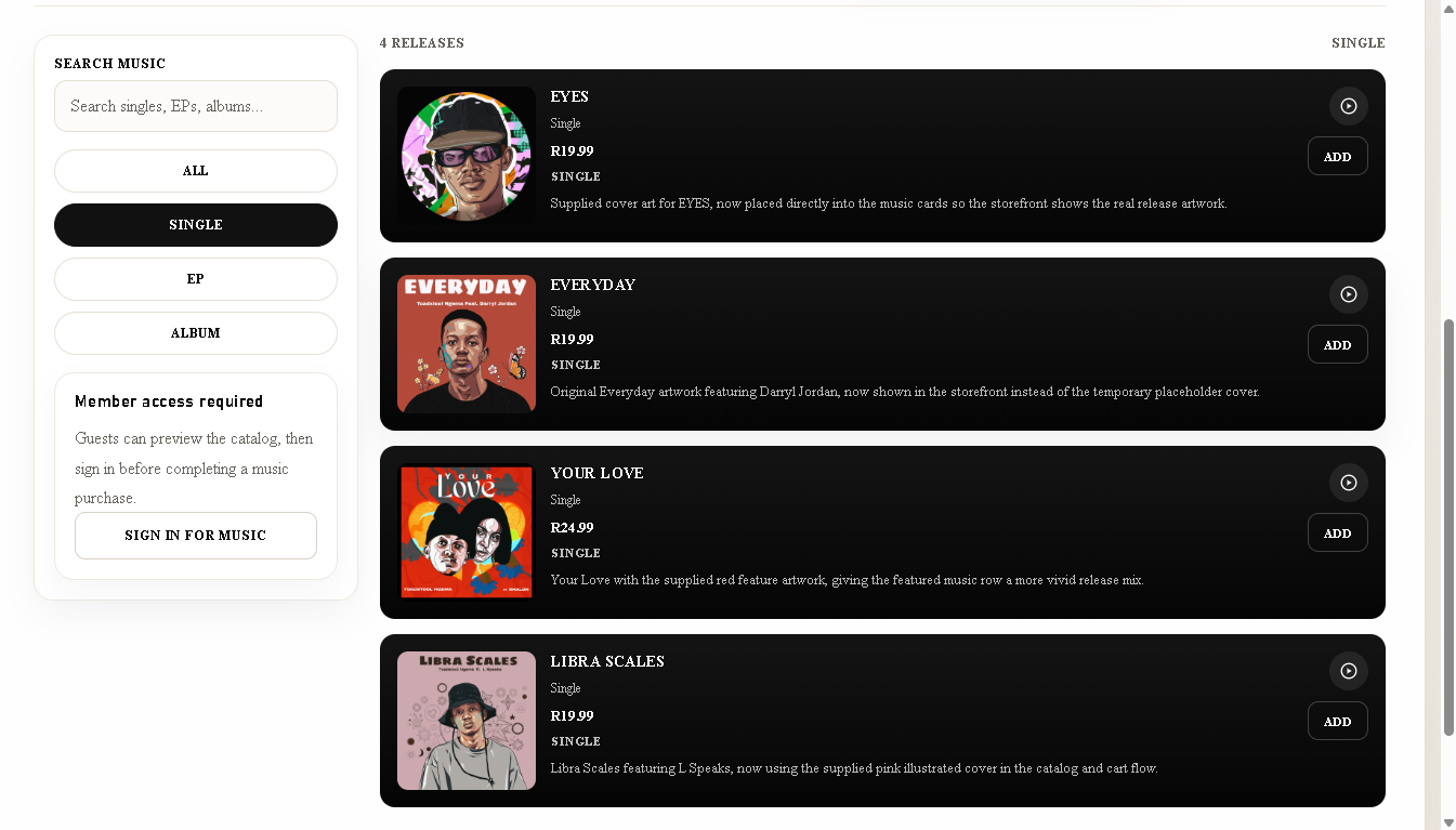 Seasoned featured music section