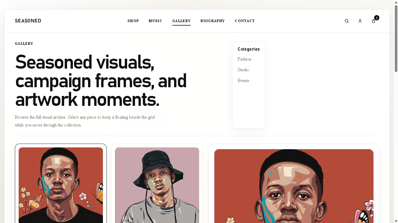 Seasoned story and gallery preview section